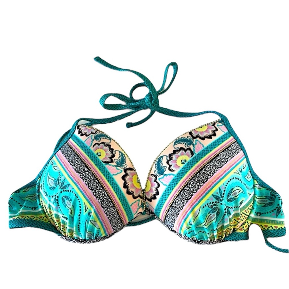 Green and Pink Bathing Suit Top